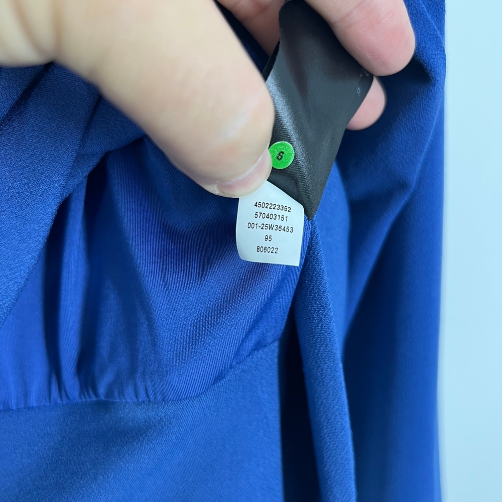 White House Black Market Royal Blue Pleated Blouson Long Sleeve Cropped Blouse S - Picture 5 of 10